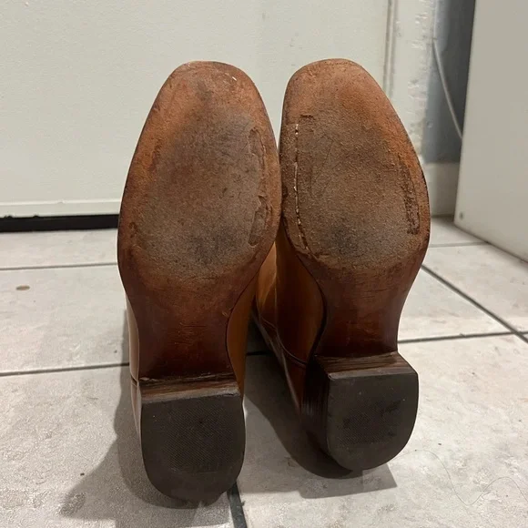 Lucchese Tan Leather Cowboy Boots - Picture 3 of 5